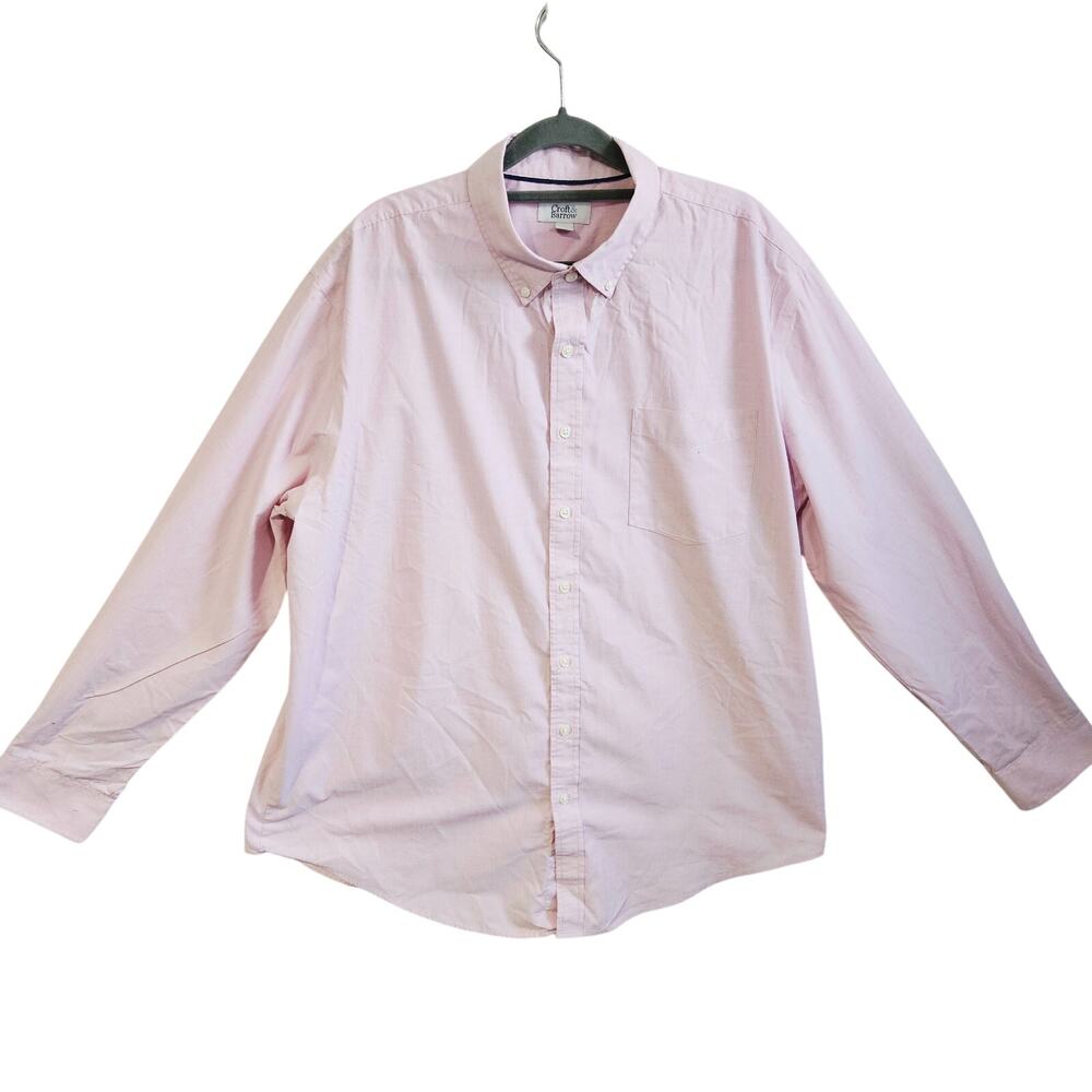 Croft & Barrow Men's XL Long Sleeve Button Down Dress Shirt Pastel Light Pink